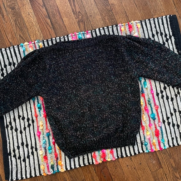 90s Sweater Crop Black Pastel Specks Puff 3/4 Sleeves Whimsy Fairy Goth - Picture 16 of 16